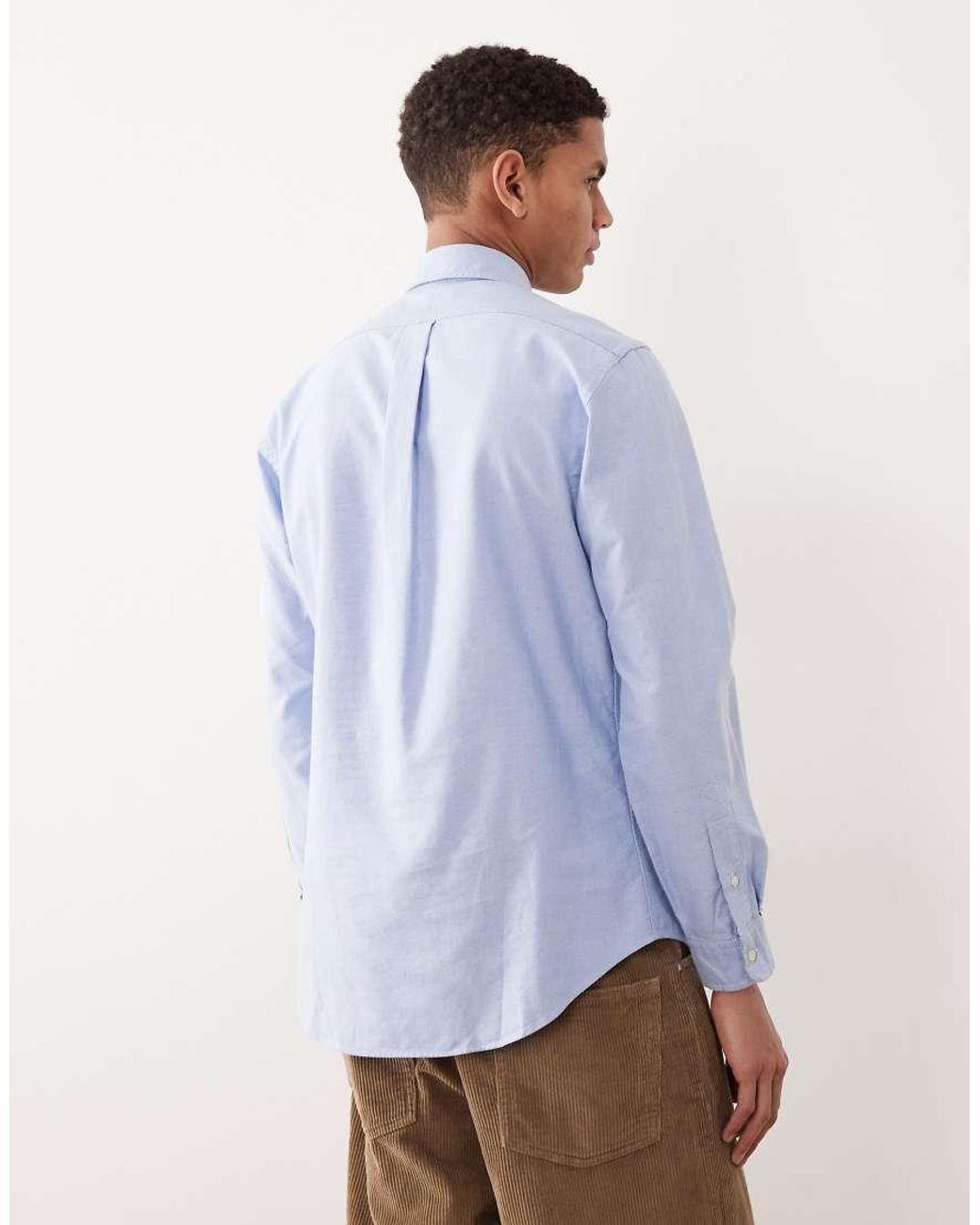 Polo Ralph Lauren Blue Heritage Bear Logo Custom Fit Oxford Shirt