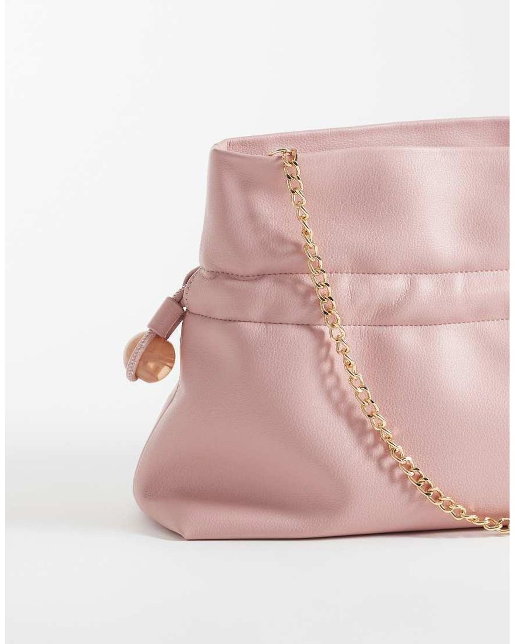 ASOS Pink Ruched Resin Ball Pouch Clutch Bag With Detachable Shoulder Strap
