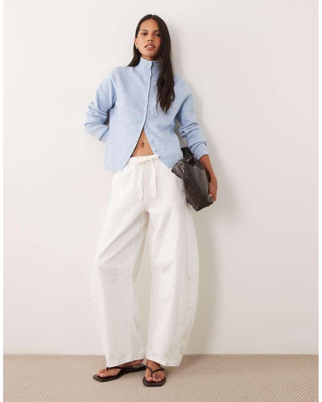 ASOS Blue Funnel Neck Mini Button Cardigan