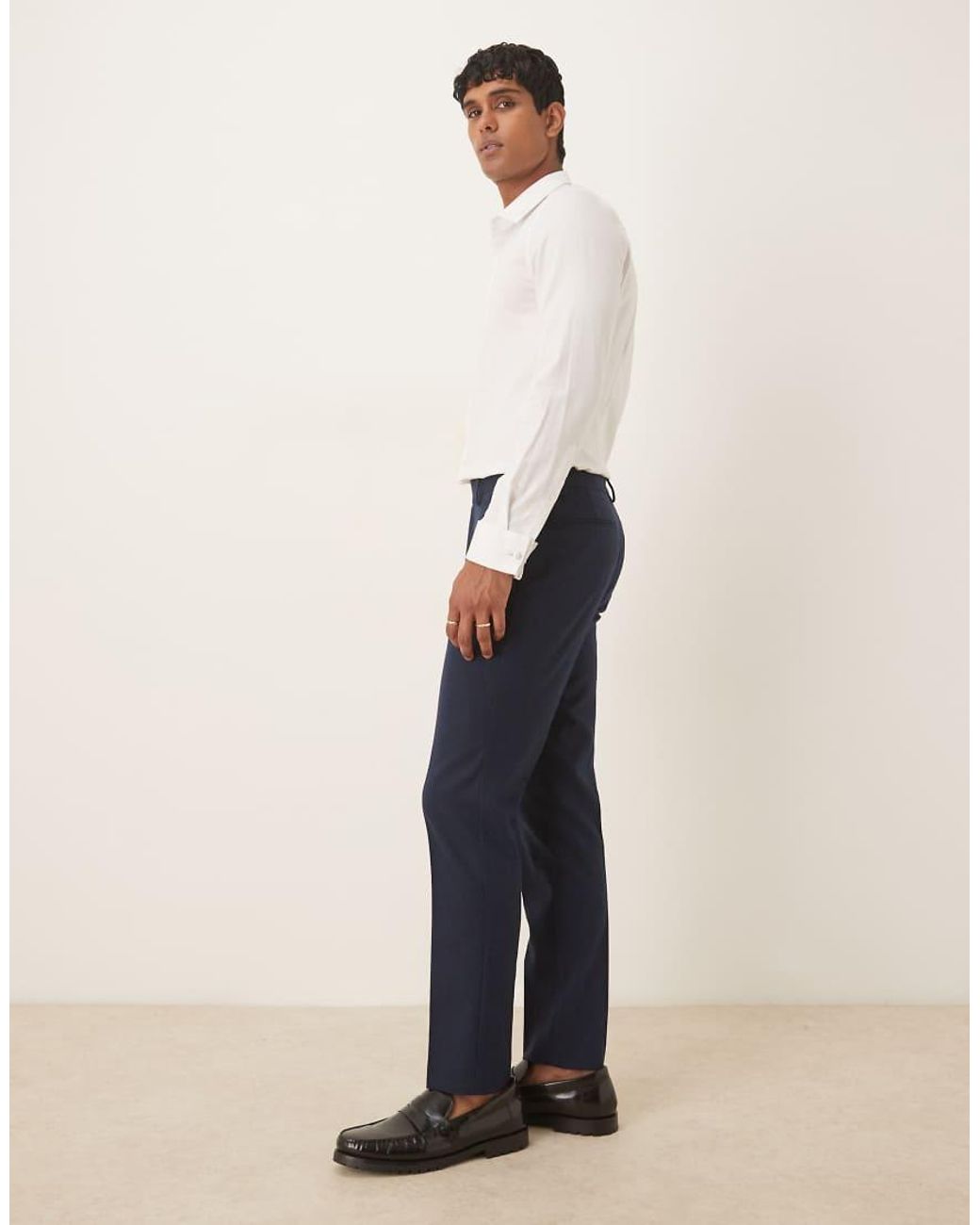 ASOS Blue Slim Suit Pants With Wool for men