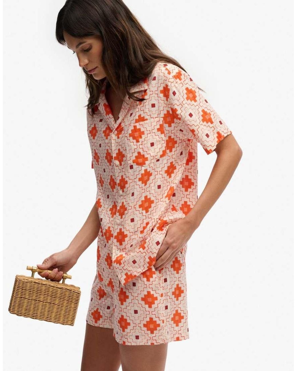 Superdry Orange Beach Printed Short Sleeve Shirt