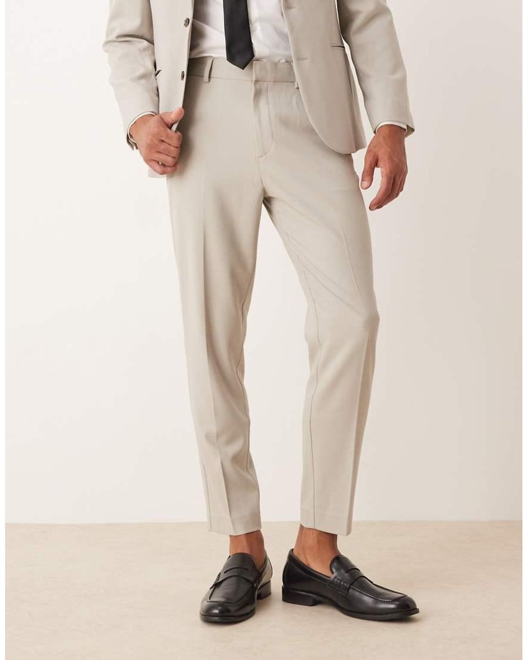 ASOS White Tapered Suit Trousers for men