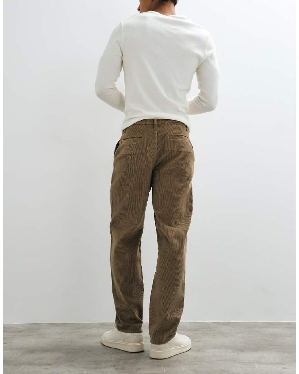 ASOS Brown Straight Corduroy Trousers for men