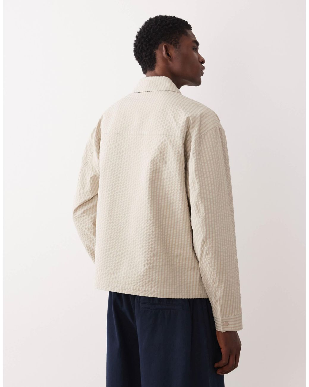 ASOS Natural Textured Harrington Jacket for men