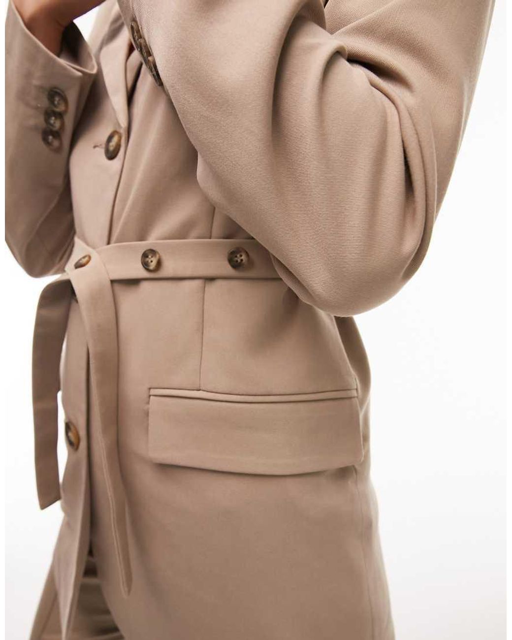 TOPSHOP Brown Belted Blazer