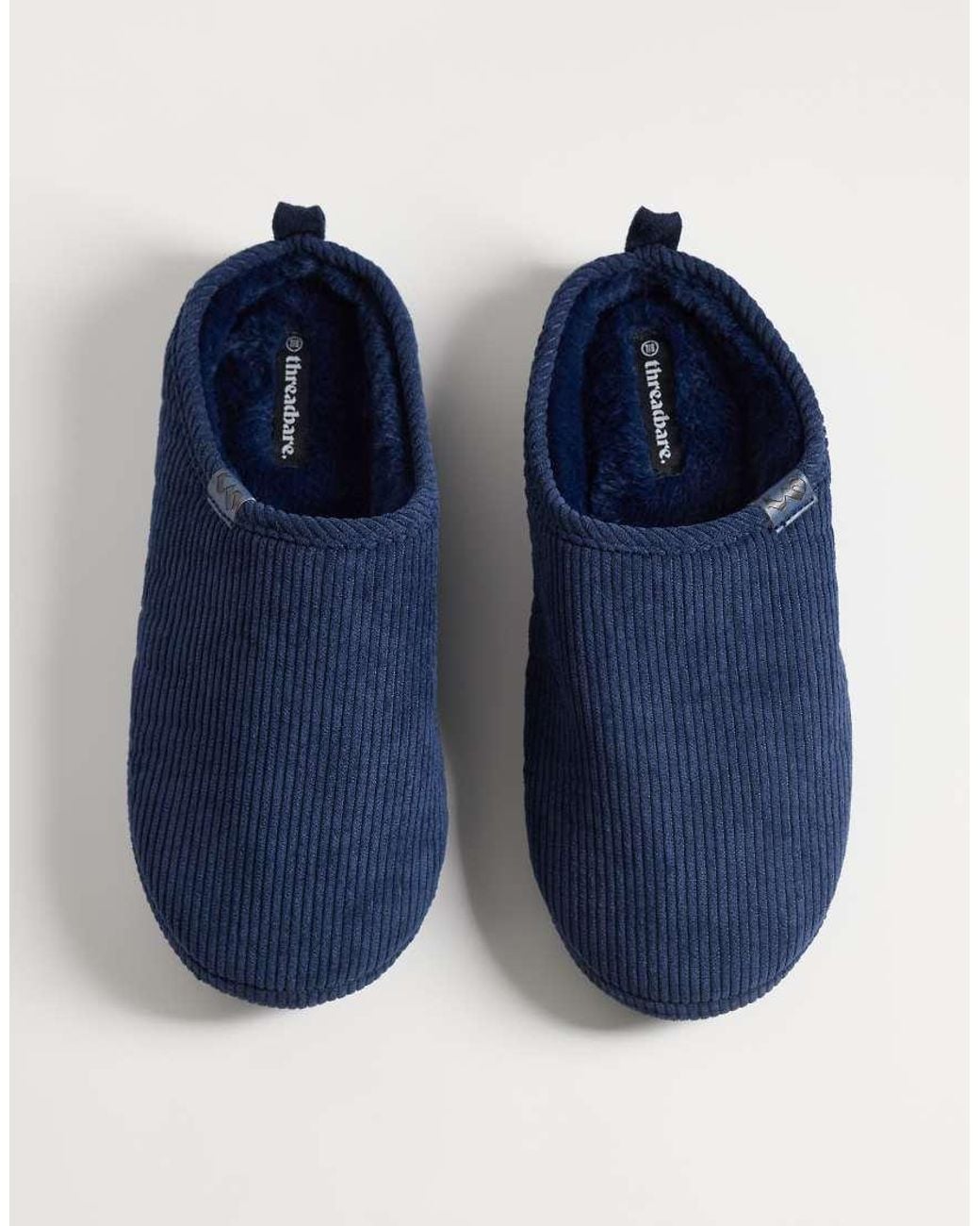 Threadbare Blue Cord Slippers for men