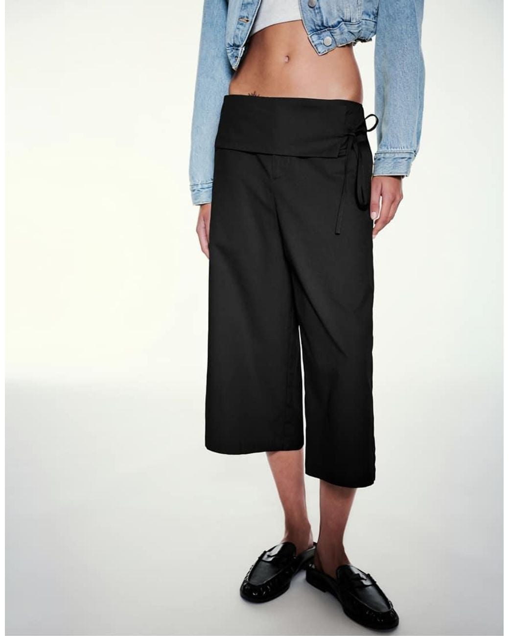 Pull&Bear White Sash Tie Culottes
