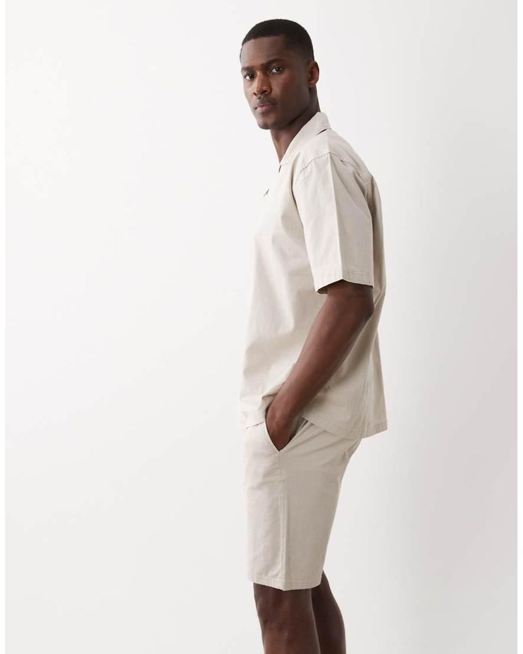 Only & Sons Natural Linen Look Shorts for men