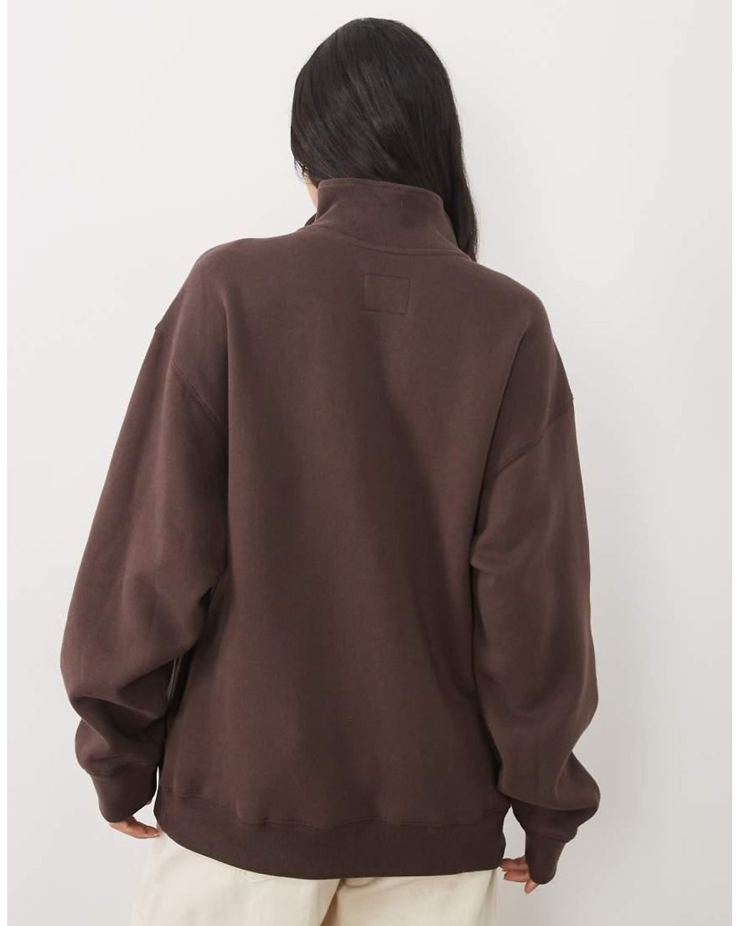 Abercrombie & Fitch Brown Front Logo 1/4 Zip Sweatshirt