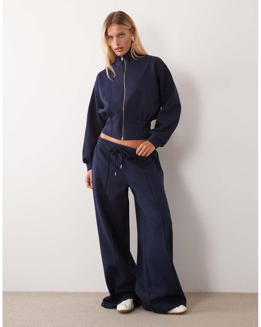 ASOS Blue Zip Front Funnel Neck Top Co-Ord