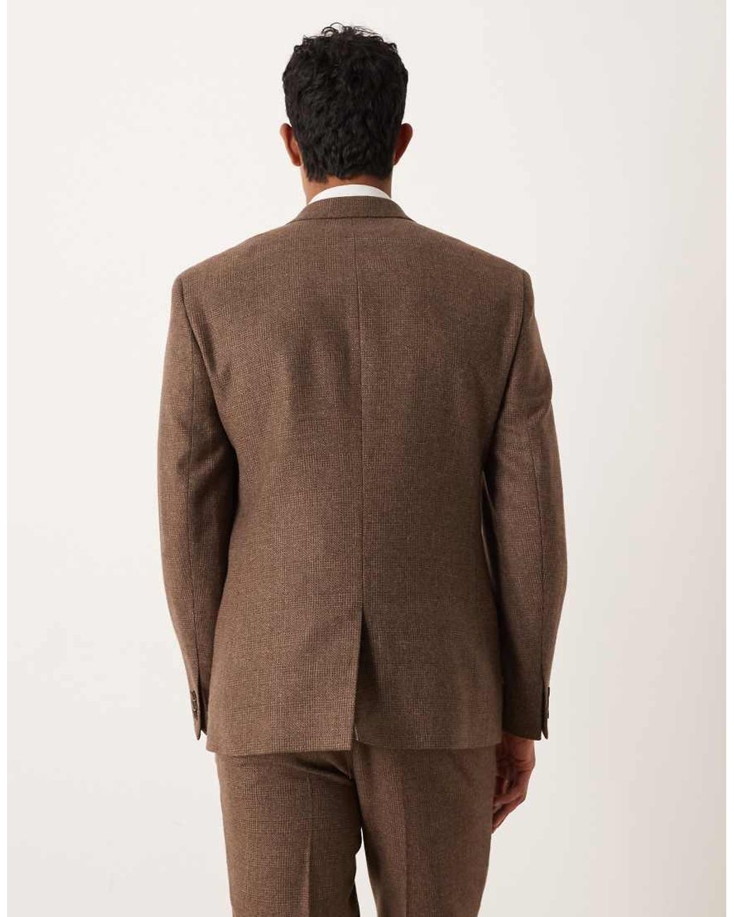 ASOS Brown Wool Mix Slim Suit Jacket for men