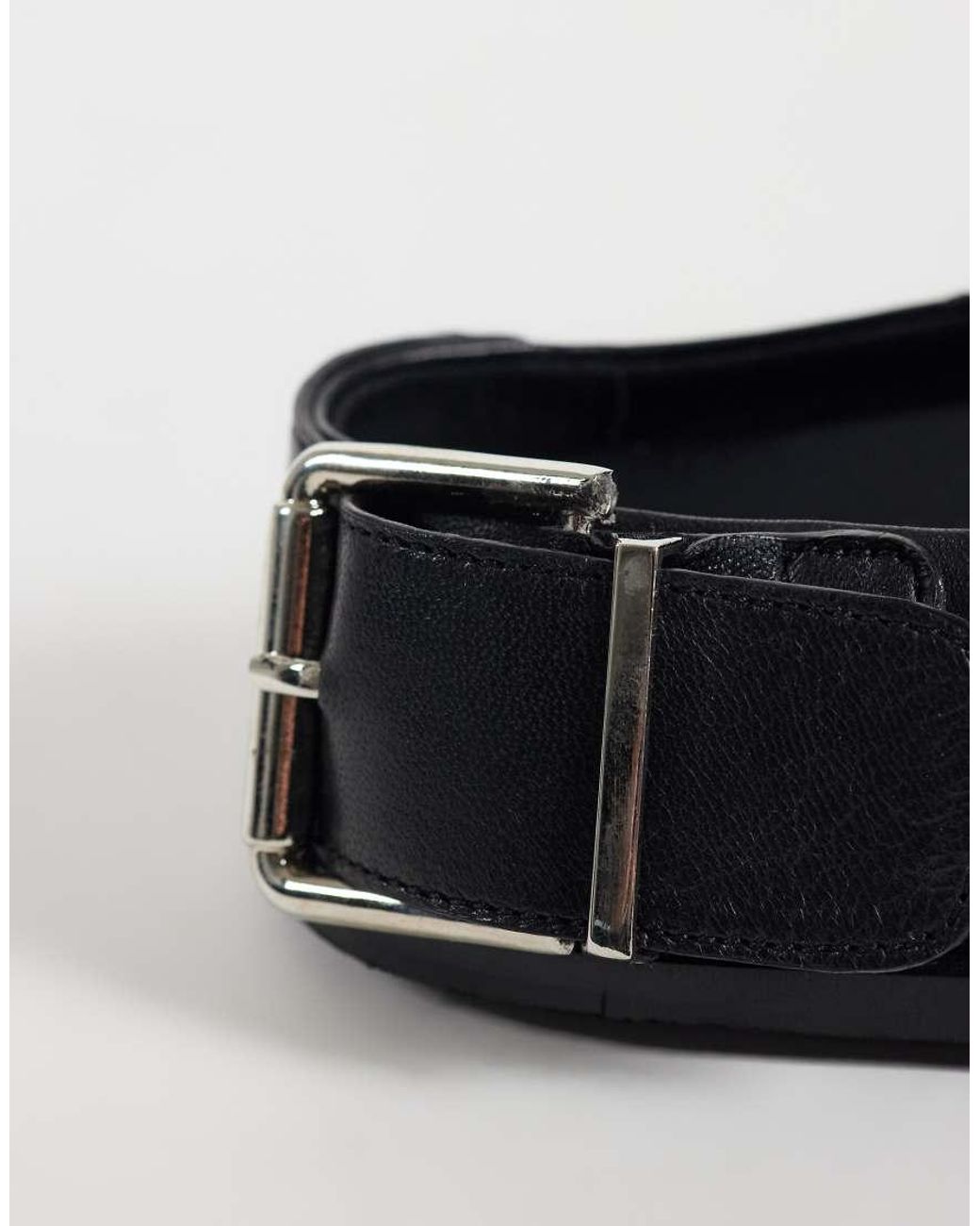 ASOS Black Marshall Real Leather Flat Mules
