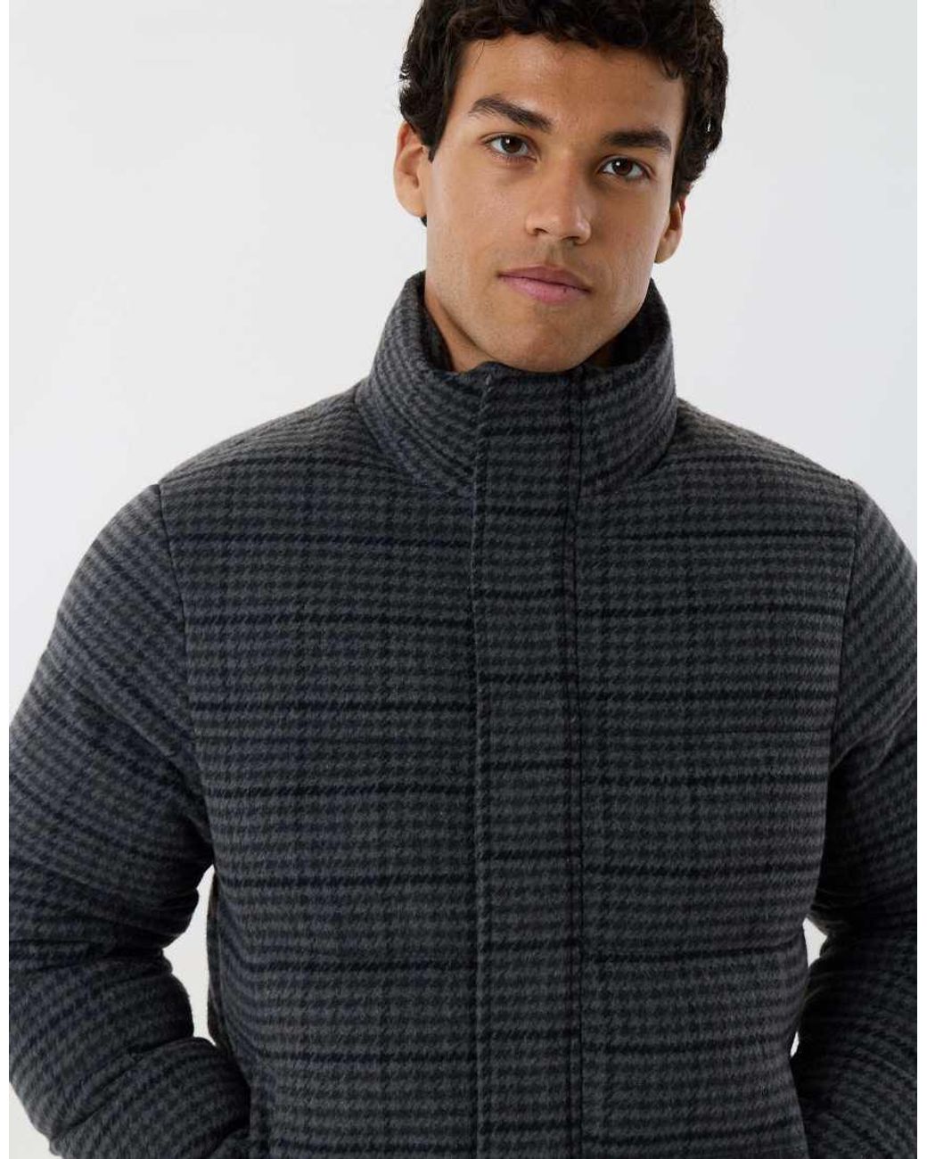 Threadbare Black Funnel Neck Puffer Coat for men