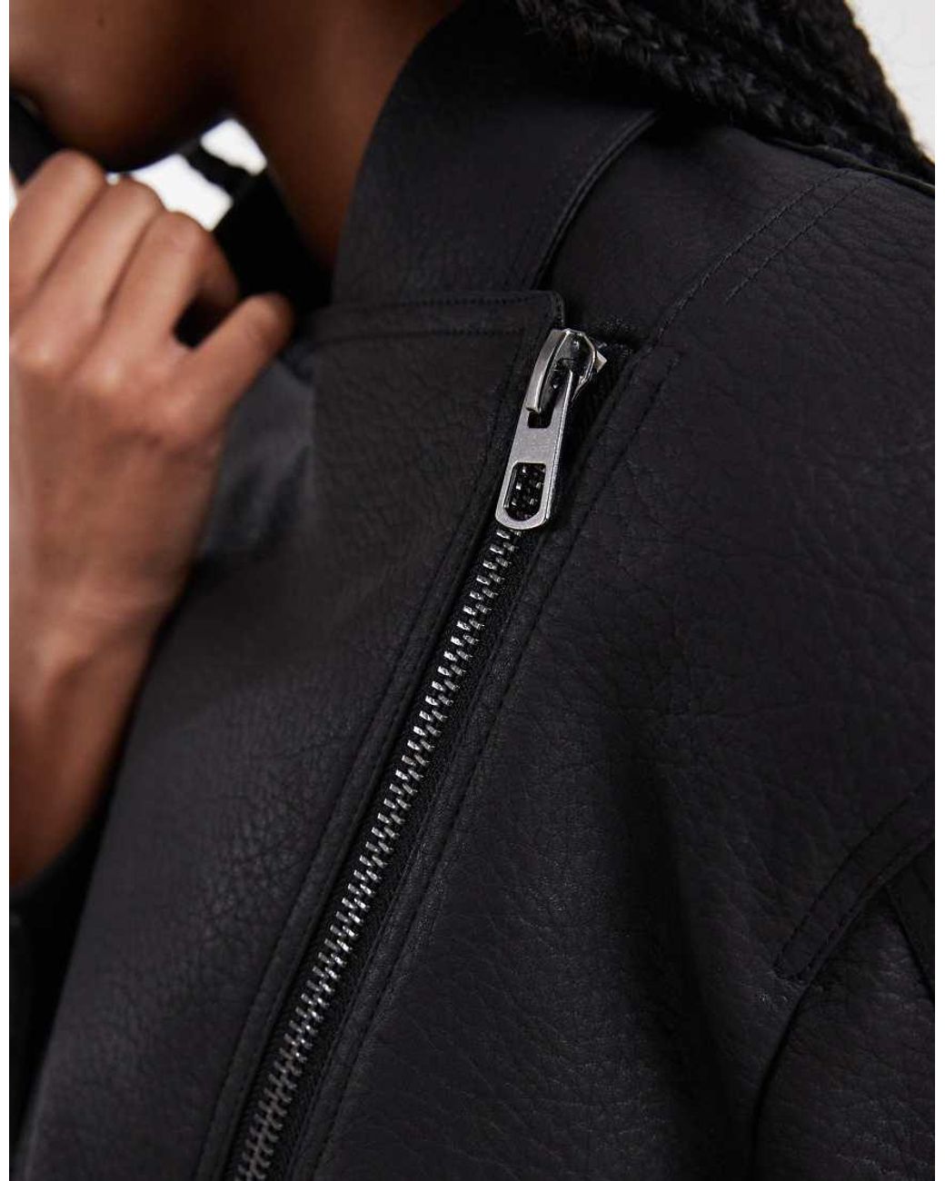 ASOS Black Oversized 80s Leather Look Biker Jacket