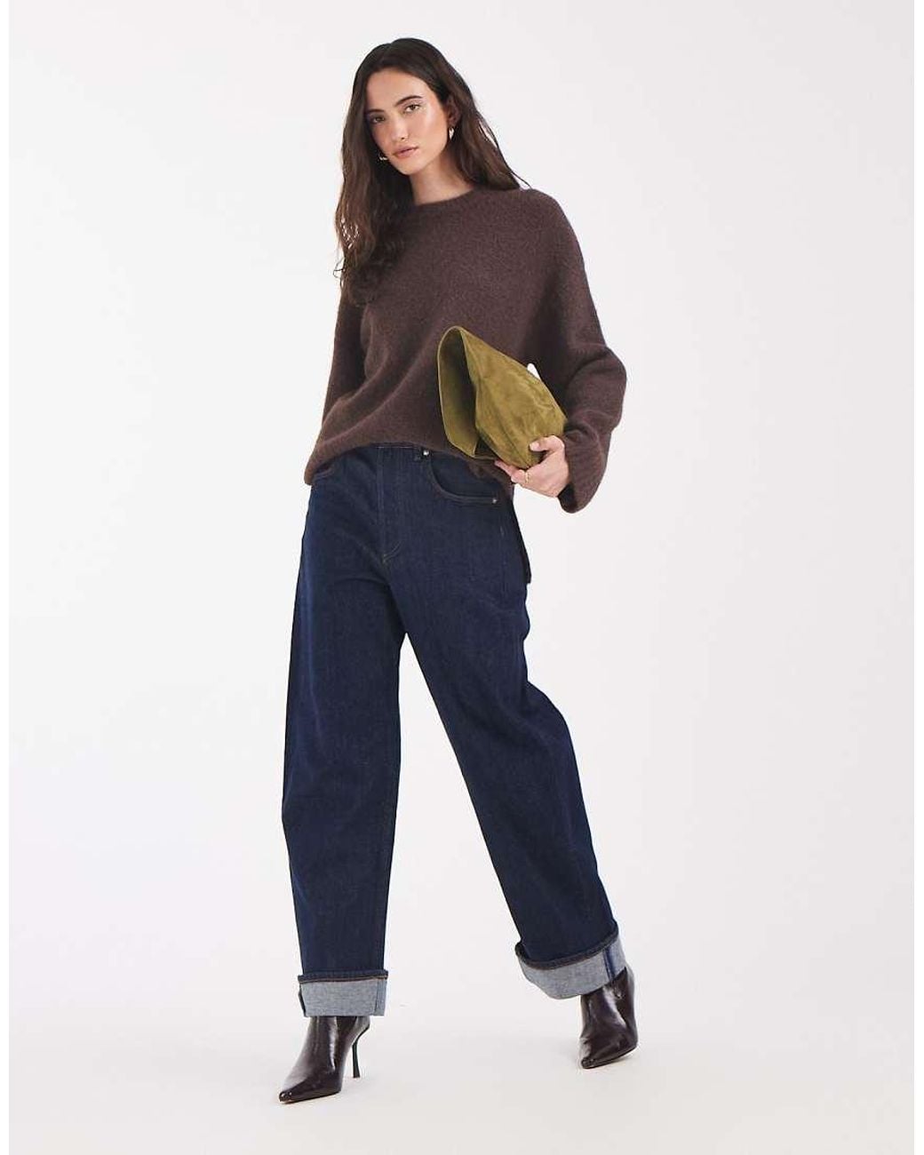 Pieces Blue Oversized Wool Blend Knitted Jumper