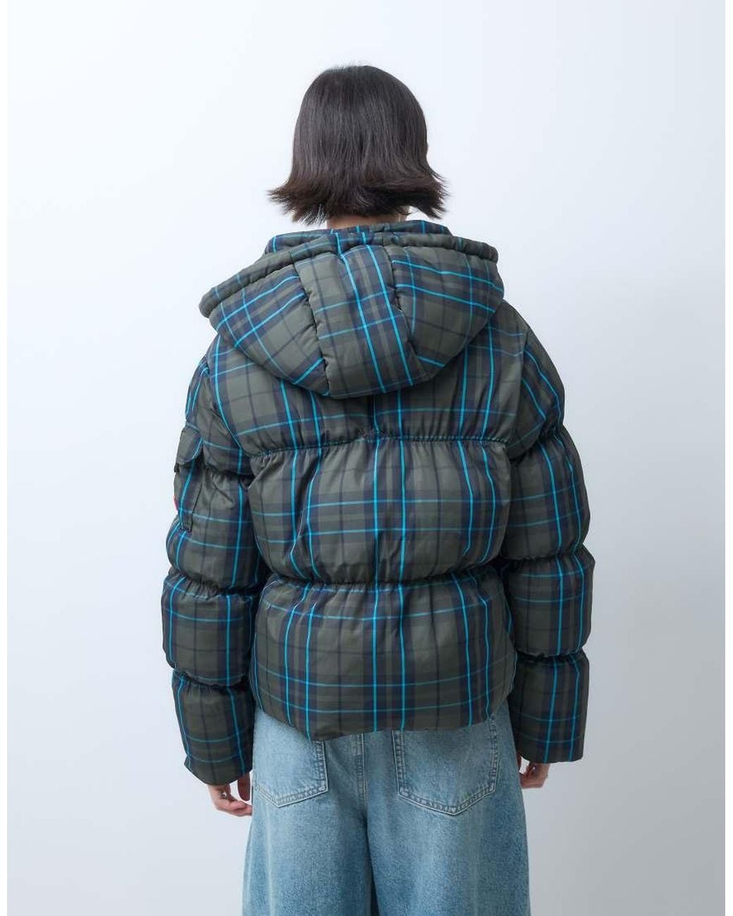 Hunter Blue Originals Tartan Puffer Jacket
