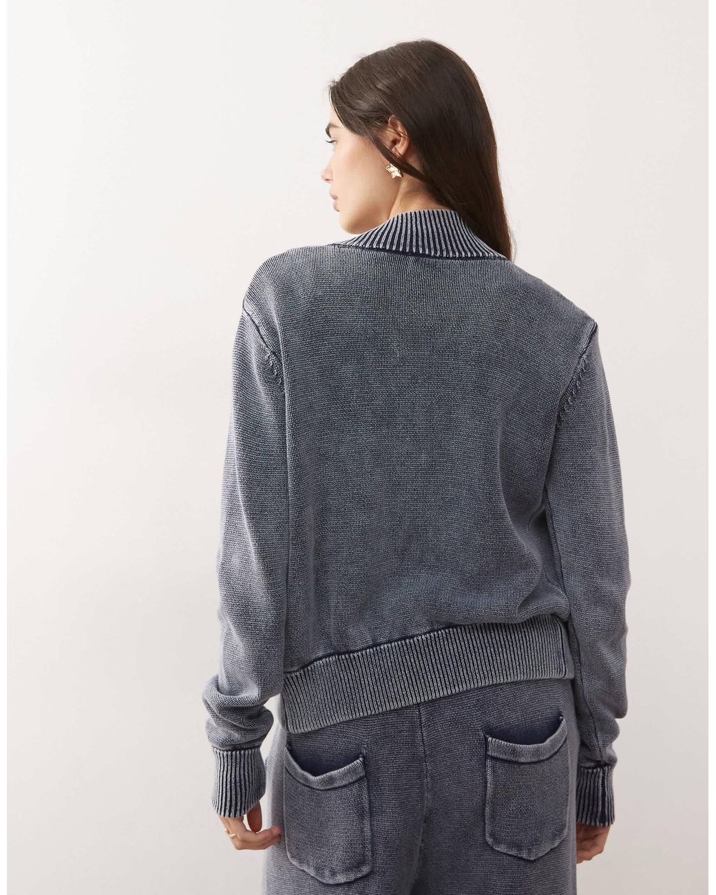 Collusion Blue – waffelstrick-pulloverjacke
