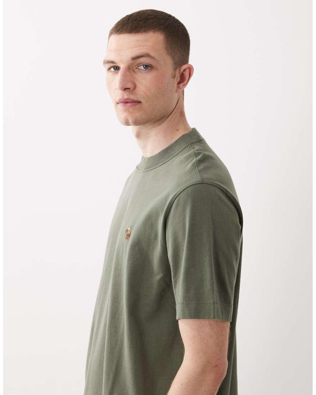 Abercrombie & Fitch Green Icon Logo Premium Heavyweight T-shirt for men
