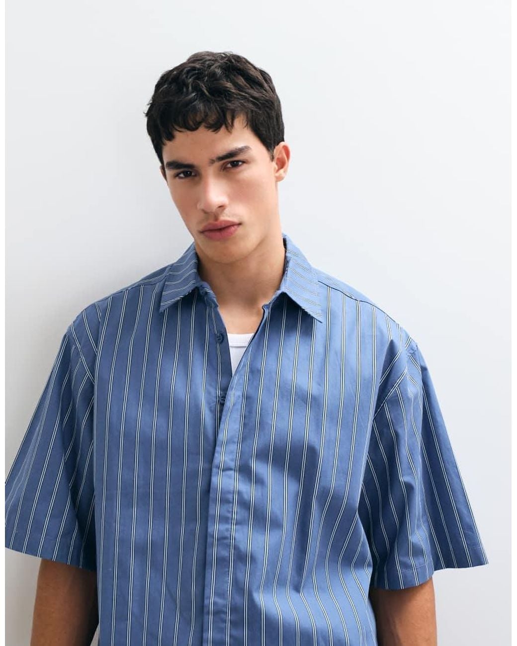 ASOS Blue Oversized Stripe Shirt for men