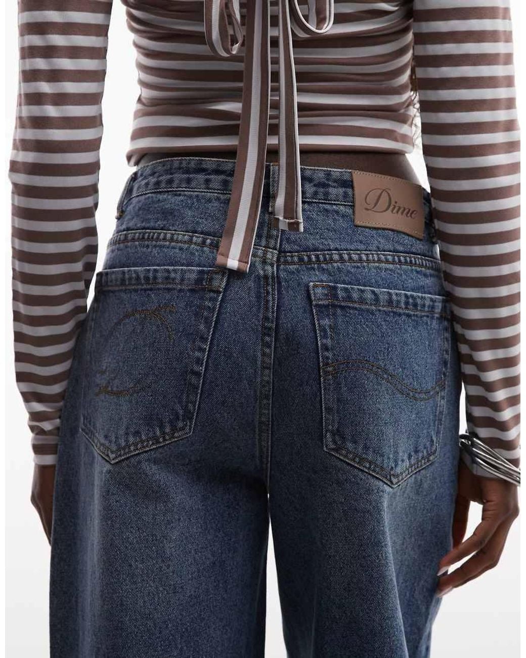Dime Blue baggy Fit Logo Patch Jeans