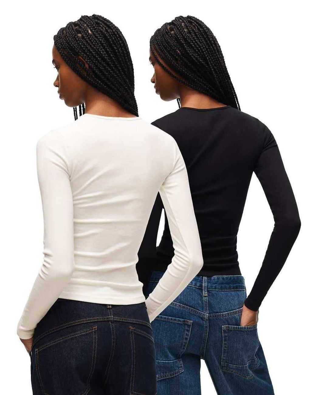Bershka Blue Long Sleeve - 2-pack Of T-shirts