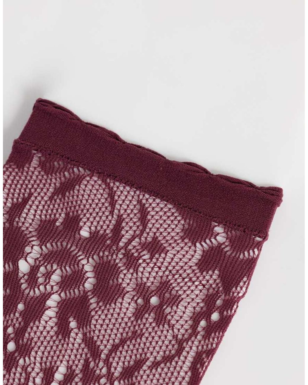 Vero Moda Pink Sheer Knee High Socks With Lettuce Edge