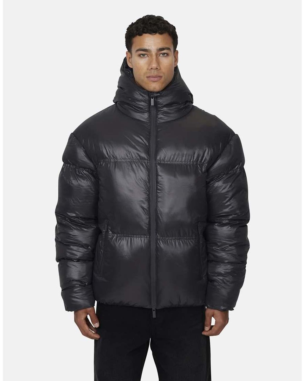 Good For Nothing Gray Hooded Puffer Jacket for men