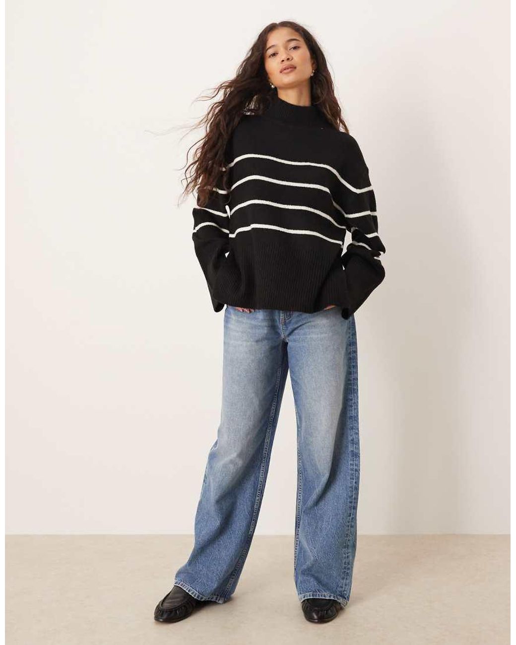 Brave Soul Black High Neck Loose Fit Jumper