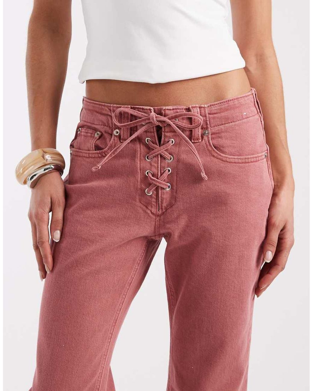 Gap Red 90's Lace Up Straight Leg Jeans