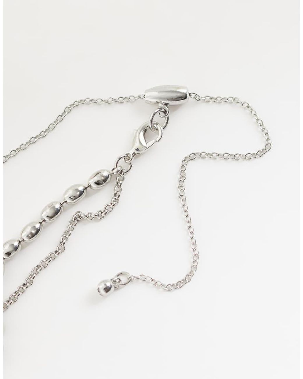 Reclaimed Vintage Blue T-Bar Necklace With Rice Ball Chain for men