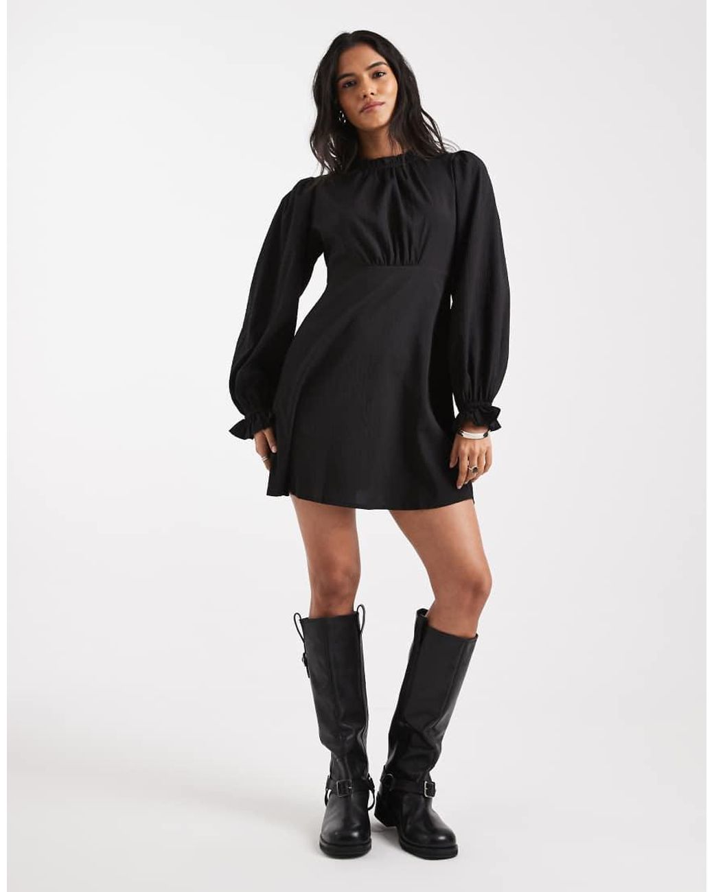 Wednesday's Girl Black Wednesdays Girl Textured Seam Detail Mini Dress