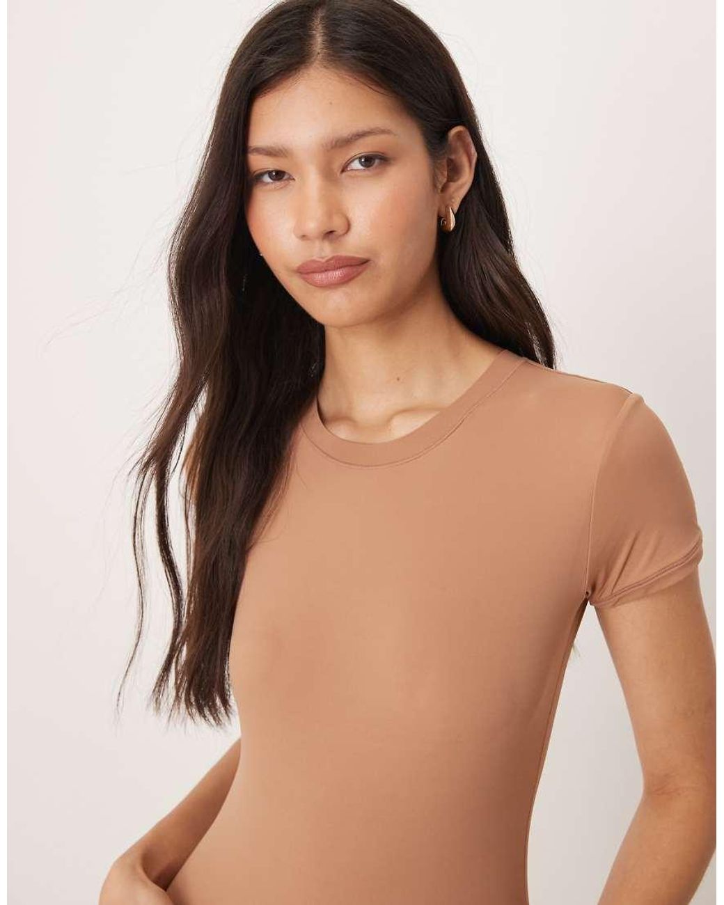 agon® Brown Short Sleeve Crew Neck Bodysuit