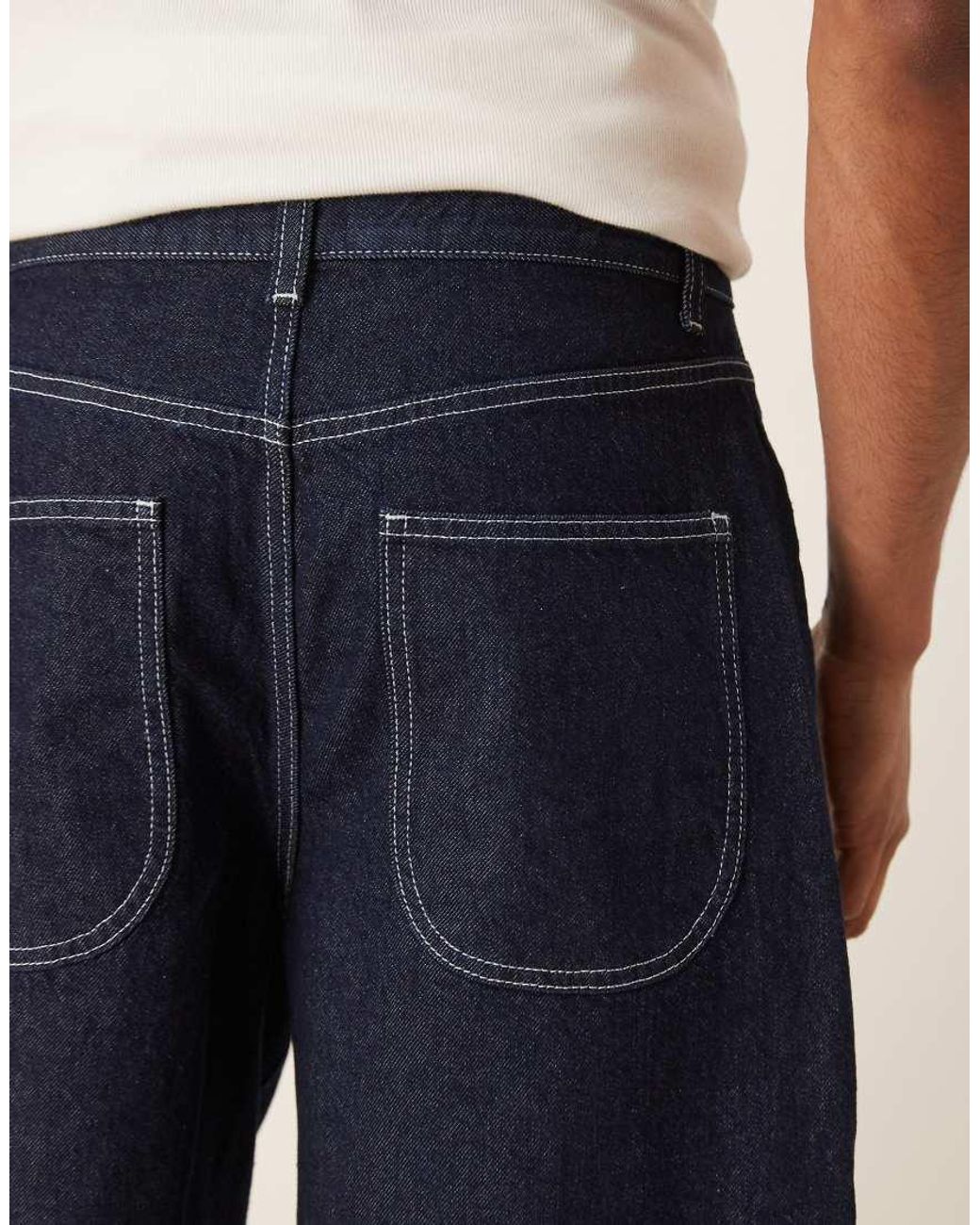 ASOS Blue Mid Length Denim Jort With Double Pleats for men