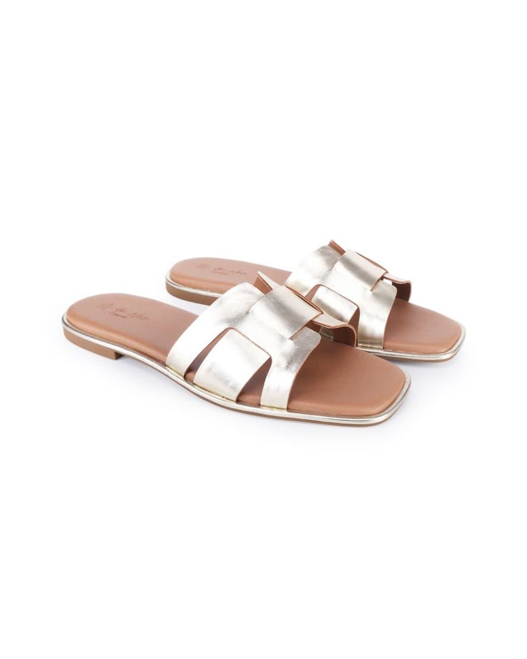 OFF THE HOOK White Heath Leather Slip On Flat Sandals