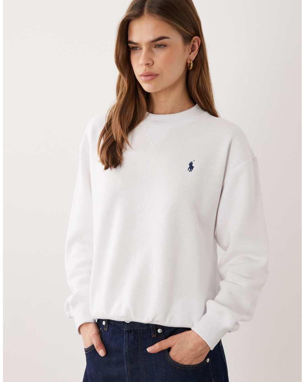 Polo Ralph Lauren White Icon Logo Knit Sweatshirt