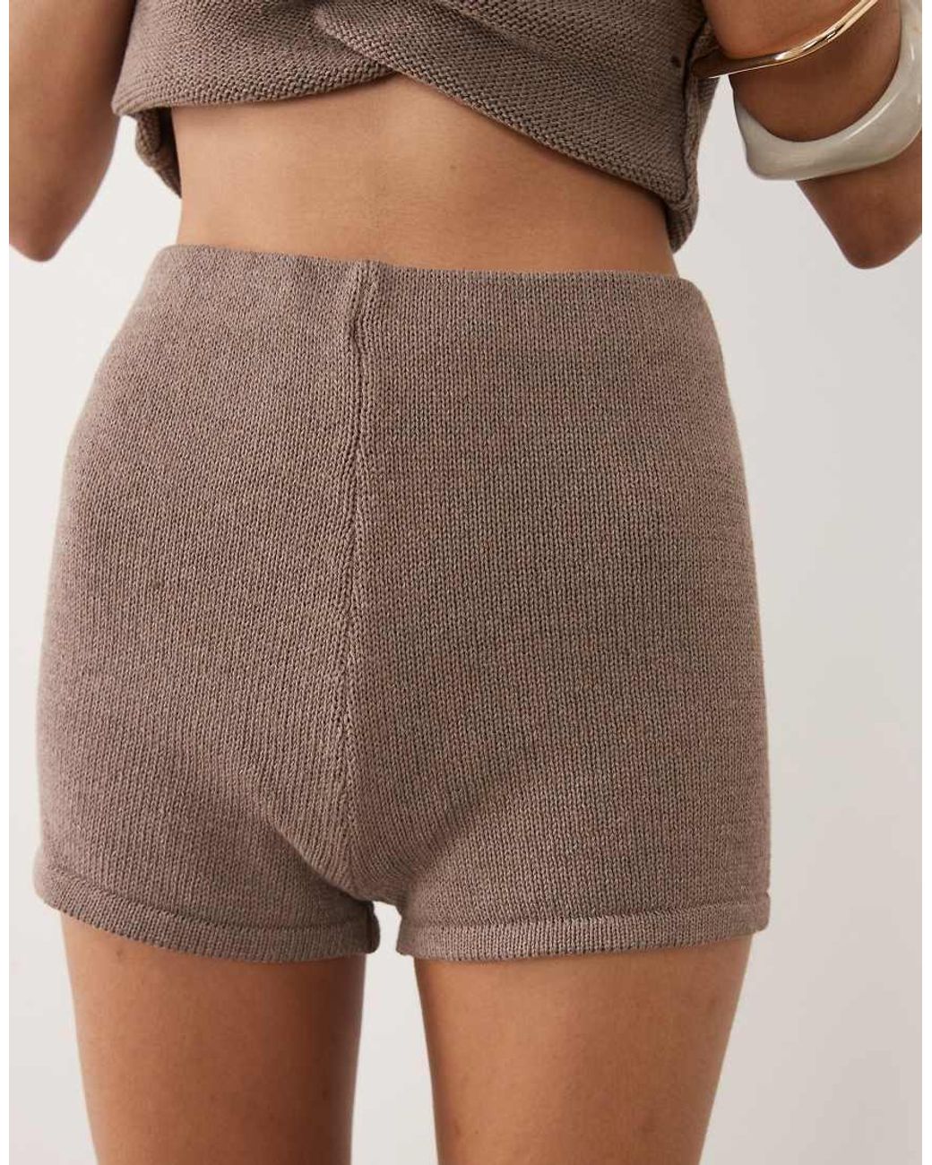 ASOS Natural Knitted Cotton Blend Short Co-ord