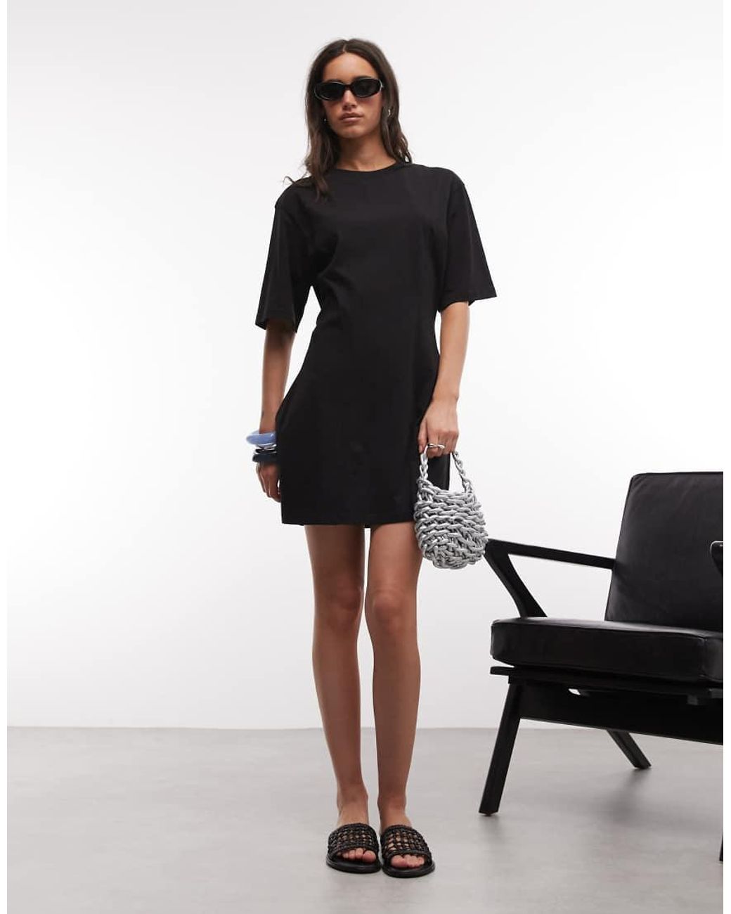 Monki Black Contoured T-shirt Mini Dress