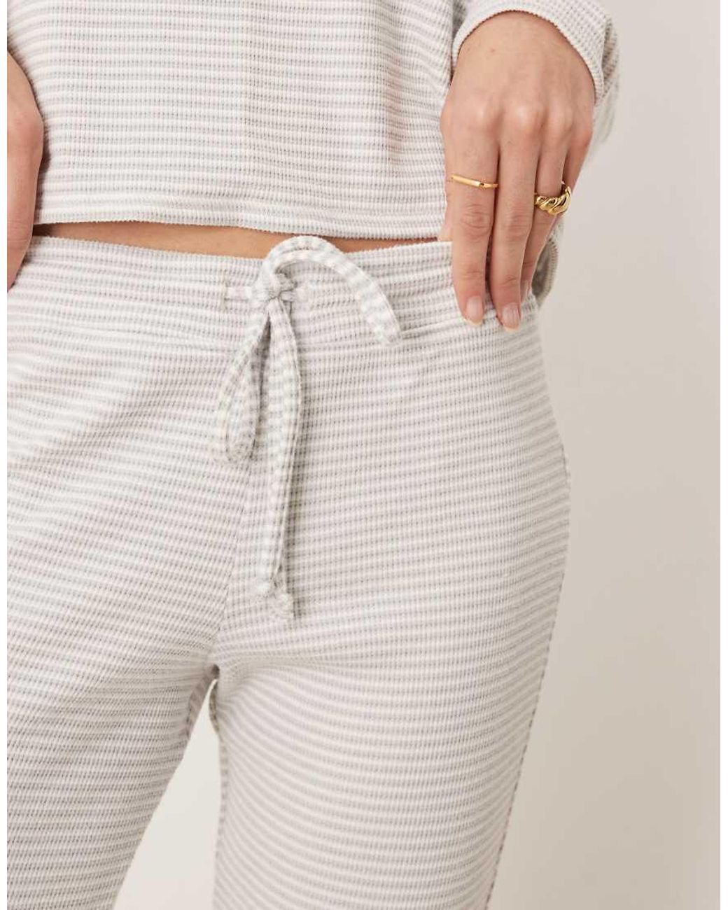 Hollister Natural Gilly Hicks Mid Rise Flare Cosy Waffle Trousers Co-Ord