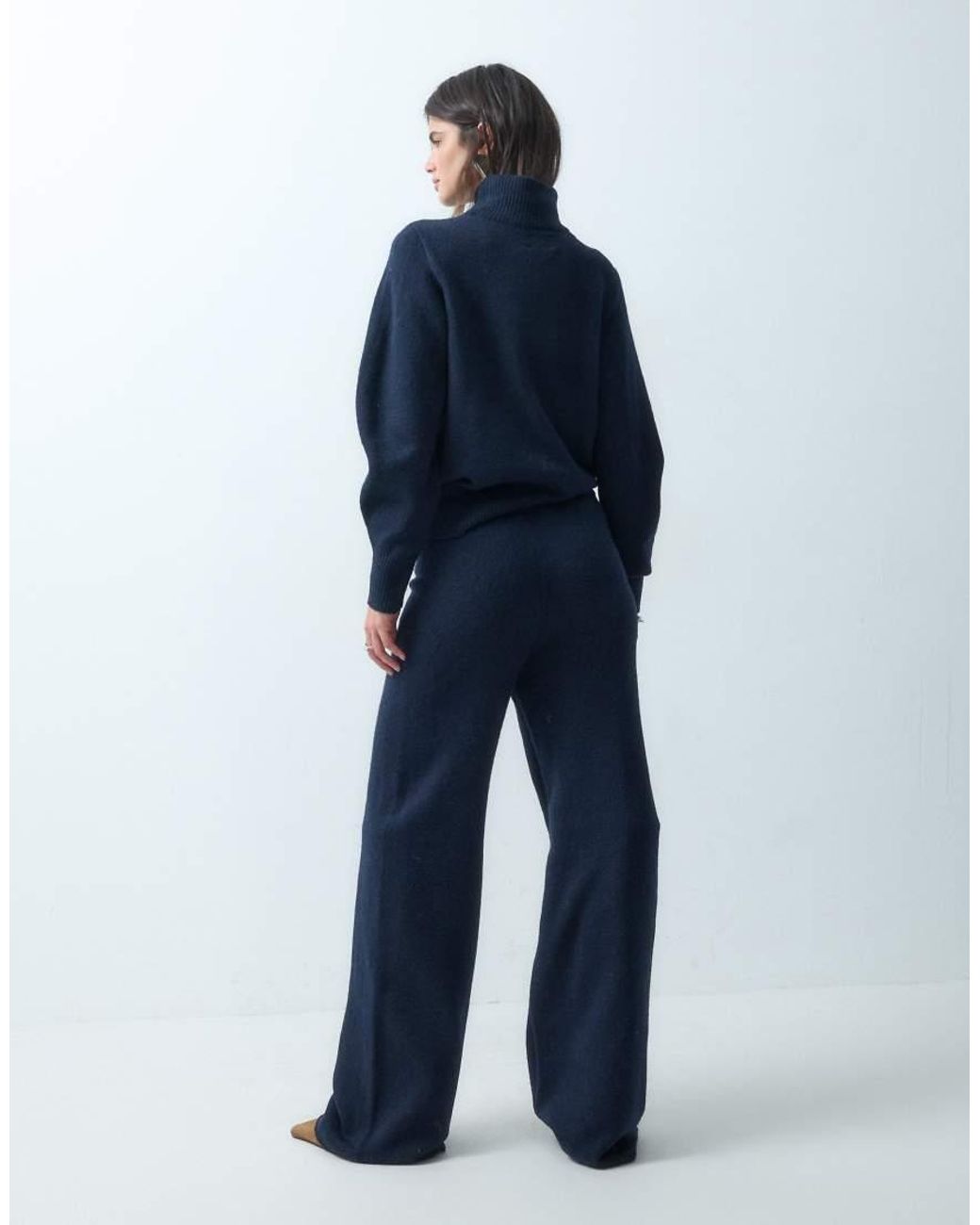 ASOS Blue Wide Leg Trouser Co-ord With Wool