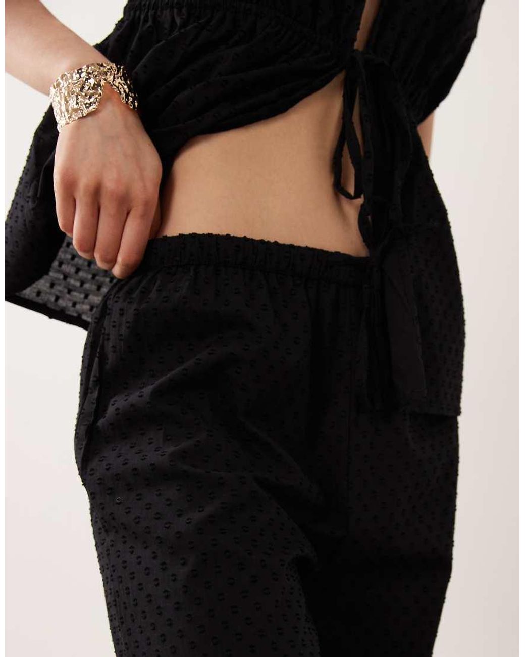 esmé studios Black Esmee Tie Front Dobby Detail Beach Trousers