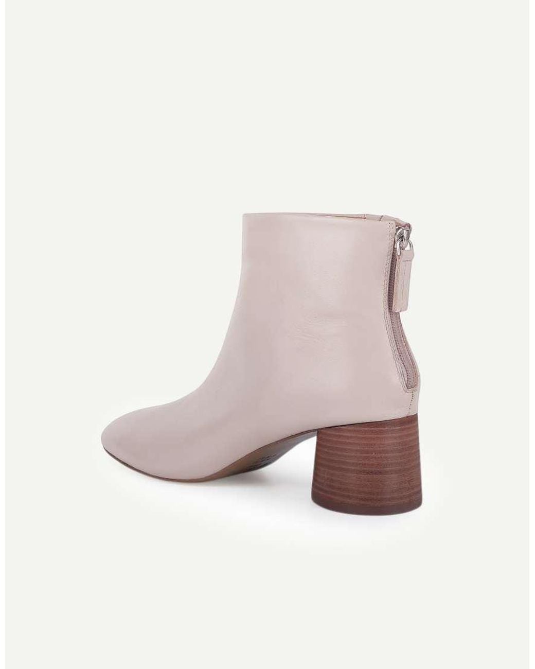 OFF THE HOOK Pink Elara Leather Block-Heeled Ankle Boots