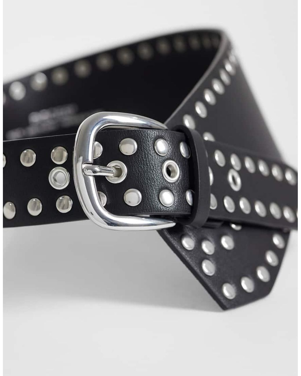 Pieces Black Studded Oversized Waist Belt