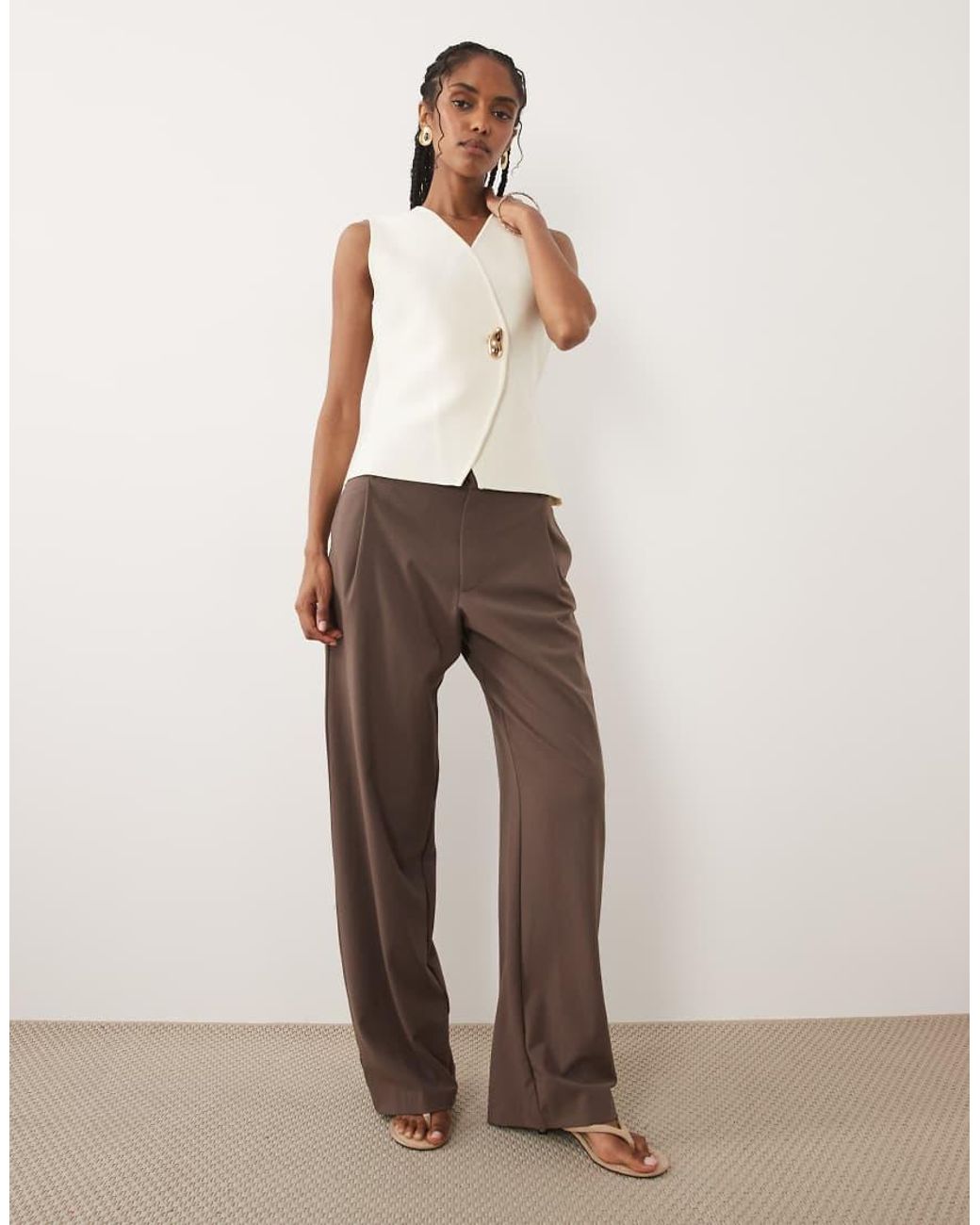 Threadbare Natural Compact Knit Waistcoat With Button