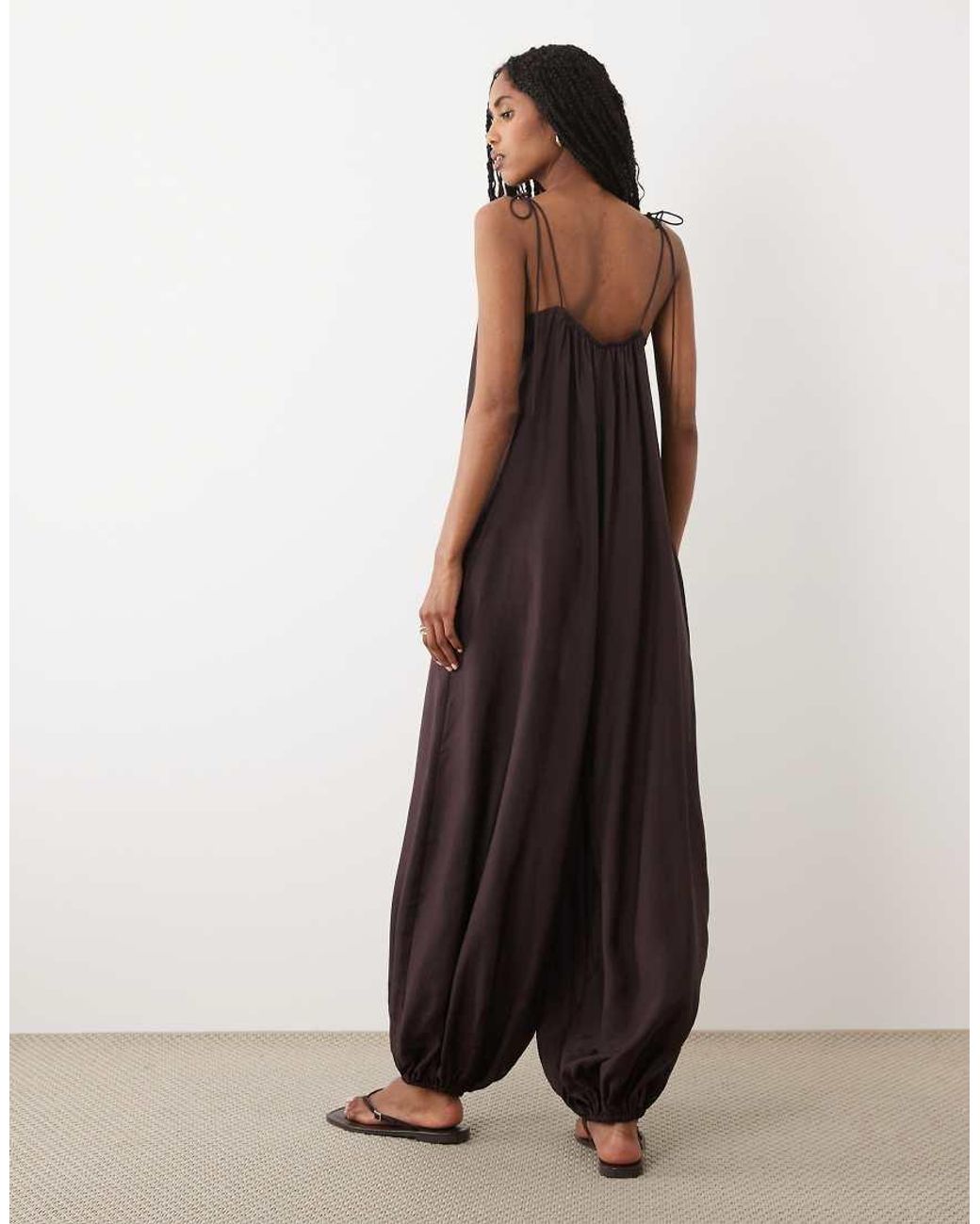 ARKET Brown Balloon Leg Beach Jumpsuit