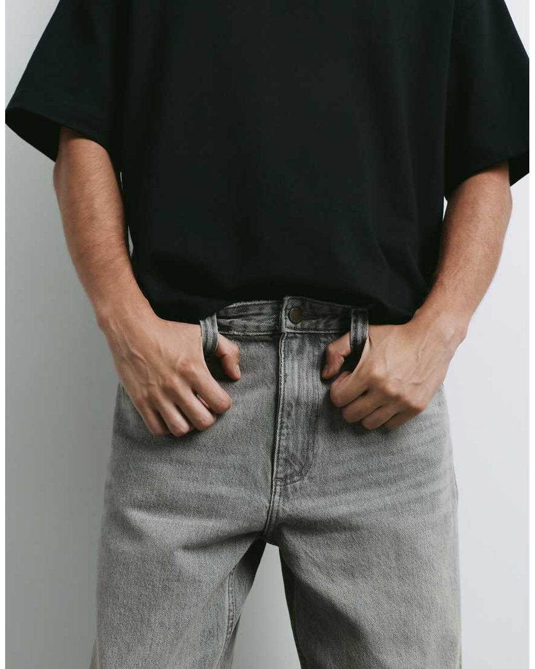 Pull&Bear Gray Standard Jeans for men