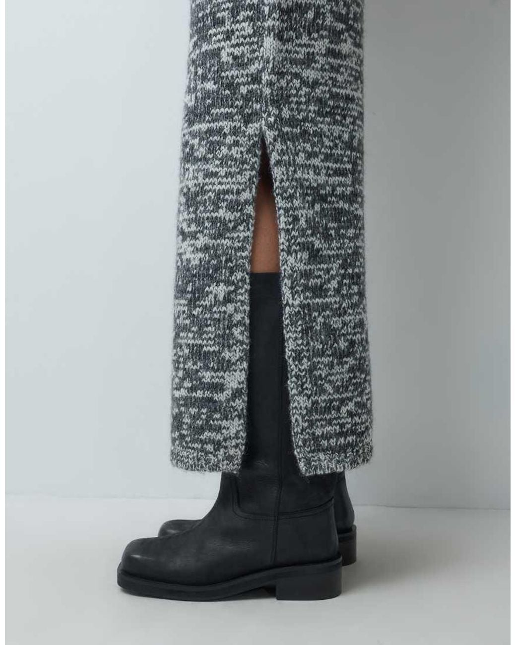 ASOS Gray Salt And Pepper Stitch Maxi Skirt Set