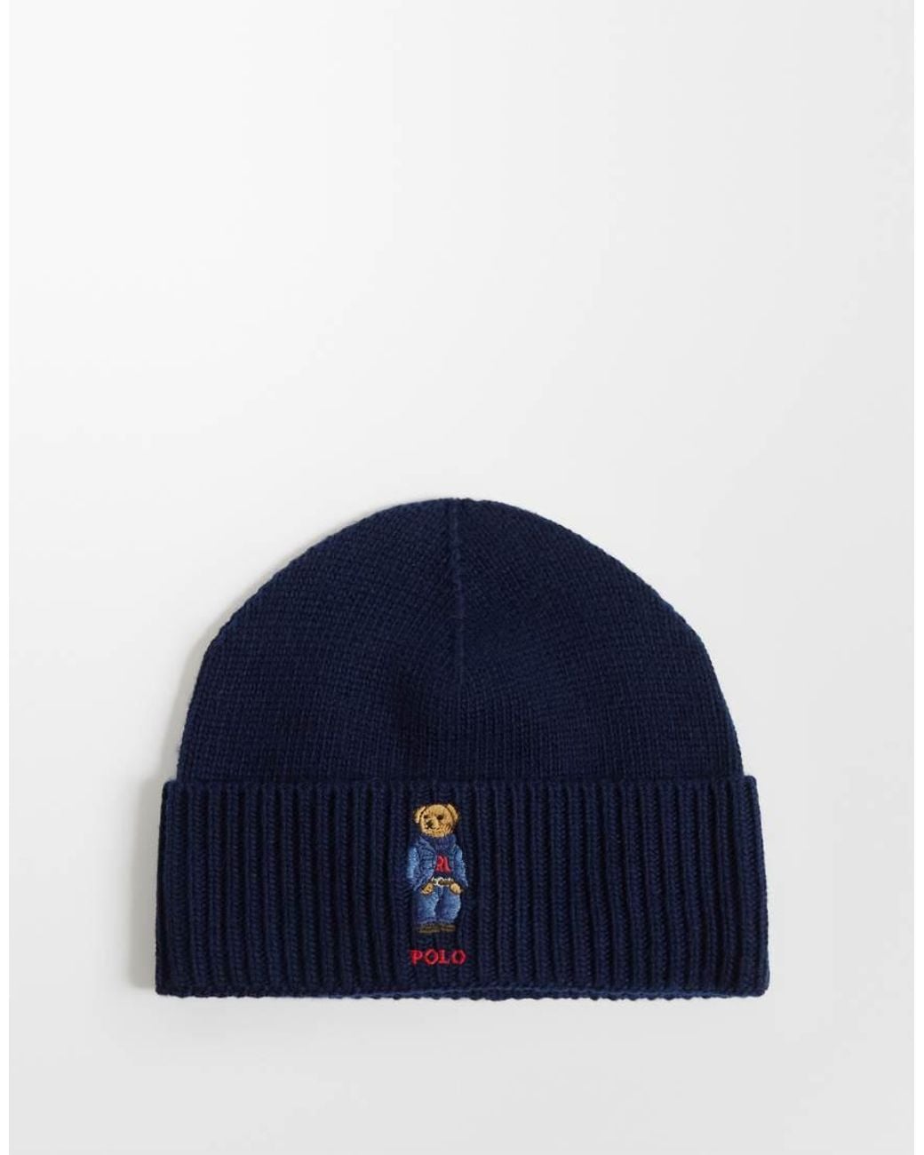 Polo Ralph Lauren Blue Bear Print Scarf And Beanie Gift Set for men