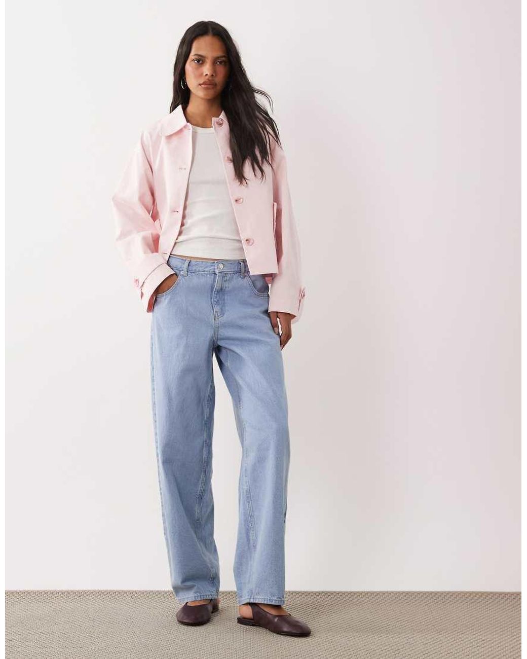 Miss Selfridge Pink Short Length Mac With Bow Back Detail