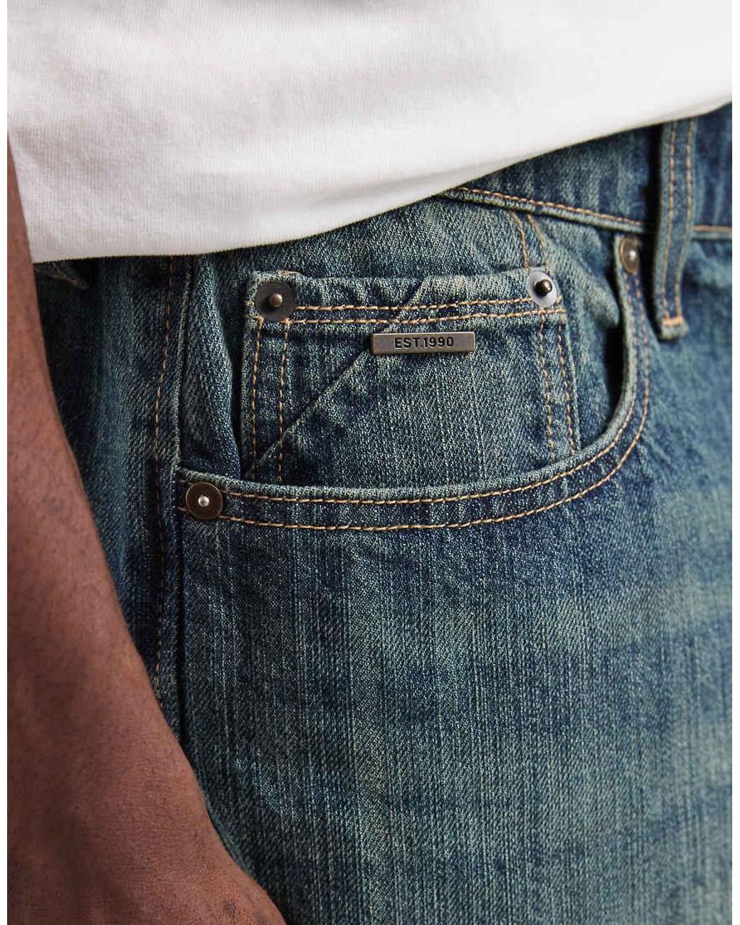 Jack & Jones White Ron baggy Denim Shorts for men