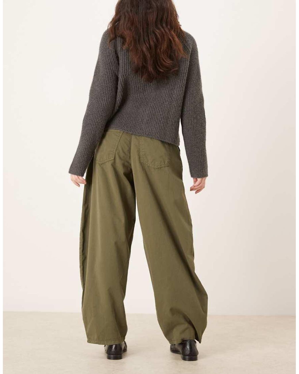 ASOS Natural Box Pleat Barrel Leg Trouser